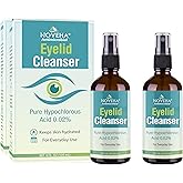 NOVEHA Eyelid Cleanser | Stye Eye Treatment | Lid Cleaning | Dry Eye Relief | Fast Acting Soothing Eyelid Cleansing Formula | Pure and Gentle Lash Hypochlorous Acid Spray (4oz - 2 Pack)