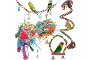 DEMONTALK Bird Parakeet Toys, Swing Chewing Shredding Foraging Toys, Cage Accessories