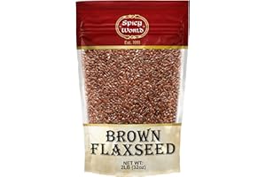 Spicy World Brown Flaxseed 2 LB Bag - Non-GMO, Whole, High in Fiber & Omega-3, Keto Friendly Baking, 32oz