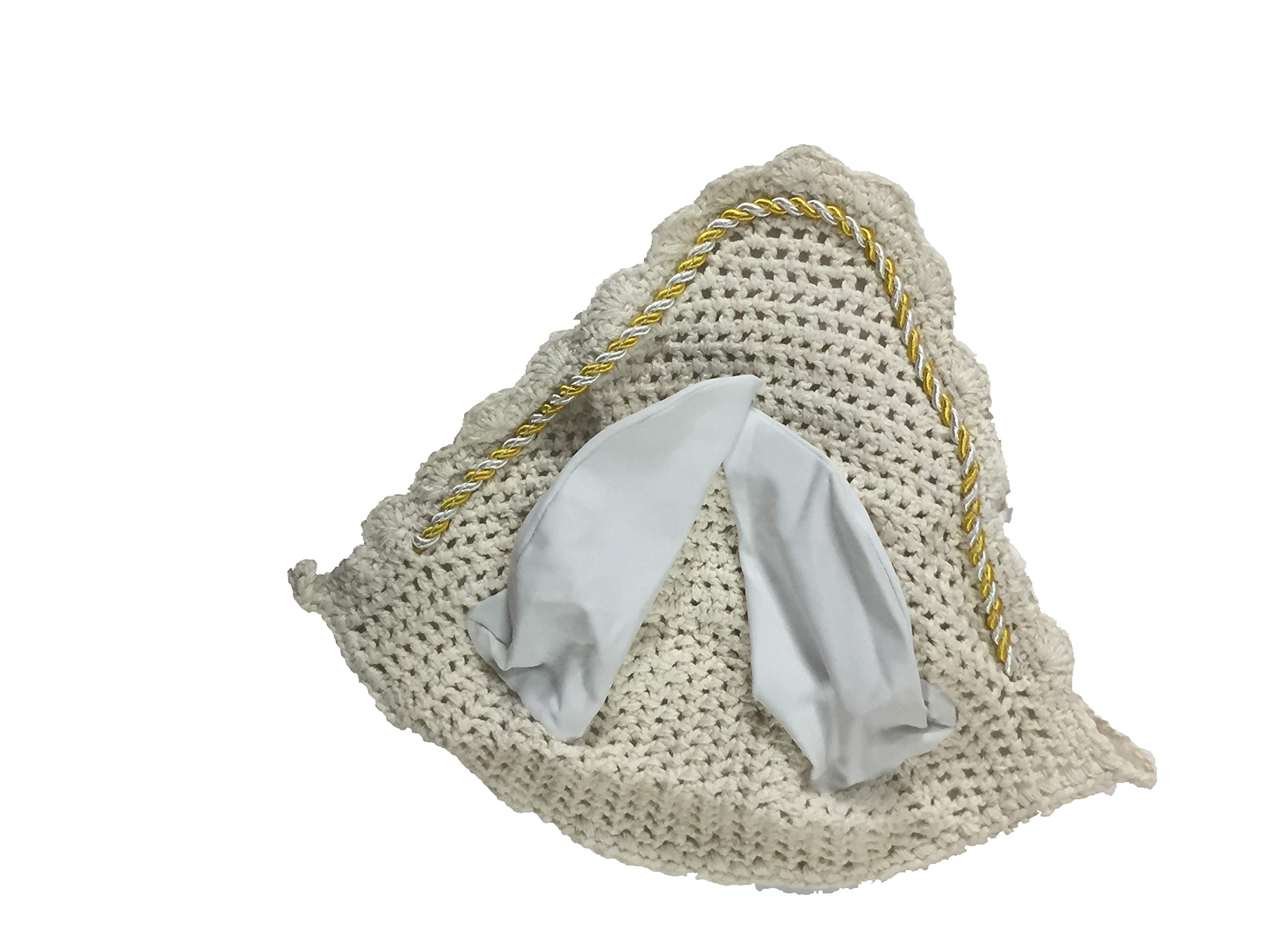 Spire Horse Soft Crochet Breathable Cotton Ear Net Hood Ear Protector Bonnets (Cob, White)