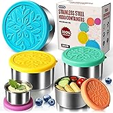Homotte 304 Stainless Steel Containers with Lids Small for Lunch, Leak-Proof Stainless Steel Food Storage Containers for Back