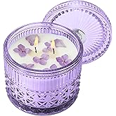 Chloefu LAN Purple Crystal Candles Lilac & Violet Candle for Home Scented, Non-Toxic, Unique Meditation Spiritual Gifts, 14 oz, Valentines Day Gifts for Her Mom Friends Wife Sister Stocking Stuffers