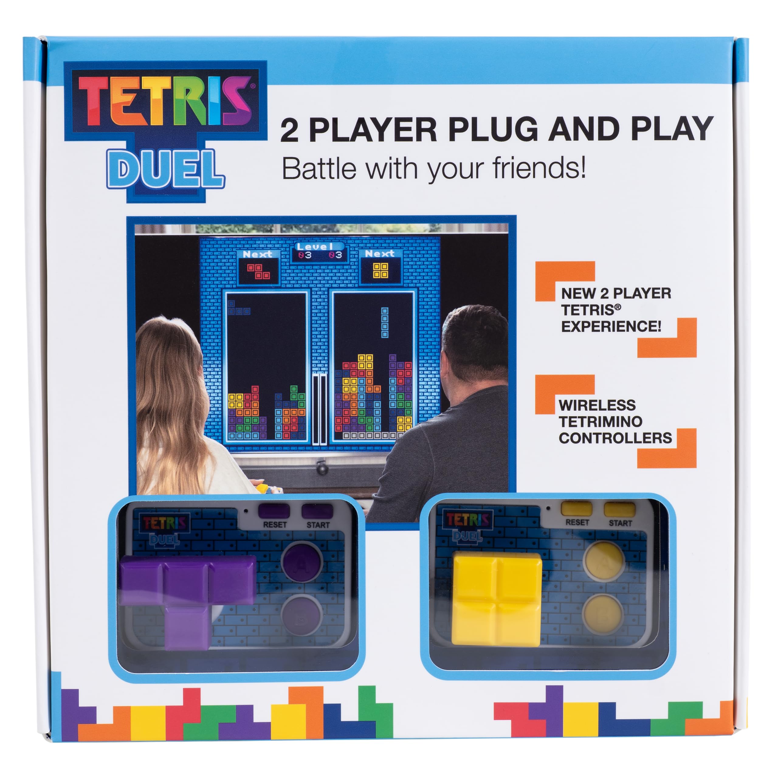 Tetris Duel - 2 Player Plug & Play TV Game. Head To Head Tetris Battle. Includes 2 Wireless Controllers and TV Stick. Officially Licensed Merchandise.