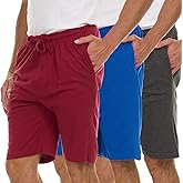 3 Pack Mens Jersey Shorts with Pockets and Drawstring – Soft Men's Lounge Shorts for The House, Sleep PJ, Pajamas – Up to 3XL