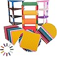 Strictly Briks Compatible with Lego Classic Stackable Baseplates, Building Bricks for Towers, Half Circle, Triangle & Square, Rainbow Colors, 36 Base Plates & 60 Stackers, 6x6 Inches