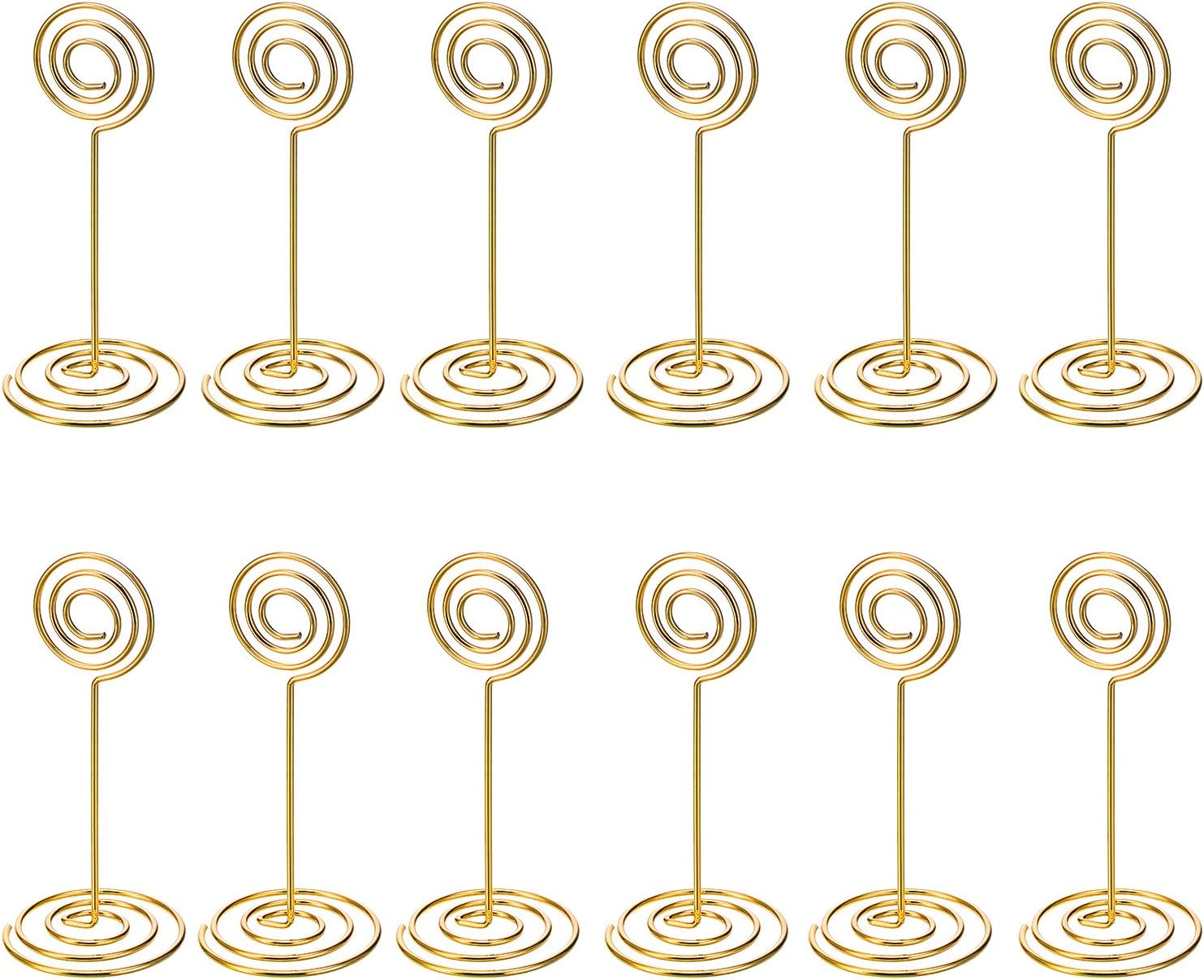 Shappy 12 Pack Table Number Card Holders Photo Holder Stands Place Paper Menu Clips, Circle Shape (Gold)