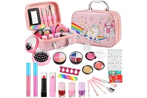 EFO SHM Kids Makeup Kit for Girl, Real Washable Kids Makeup Toy Kit, Little Girls Makeup Toy, Toddler Make up Set & Non-Toxic Cosmetic Set Age 3-12Year Olds Child Birthday Gift