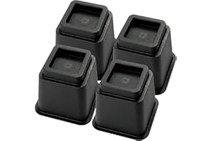 IHOMEPARK Bed Risers 5 Inch, Heavy Duty Square Furniture Frame Lift for Couch, Chair, Desk, Sofa and Bunk Bedpost, Set of 4