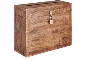 Eximious India Wedding Card Box with Lock and Card Slit 12"X10"X4.5"- Distressed Gift Wishing Well Card Box for Weddings, Receptions, Birthdays, Graduations, Baby Showers, Honeymoon Funds (Burnt)