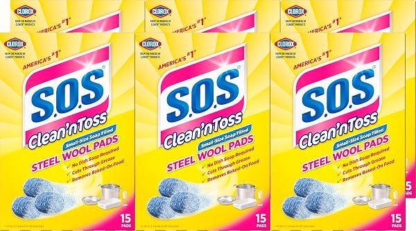 S.O.S CLEAN ‘N TOSS STEEL WOOL SOAP PADS,...