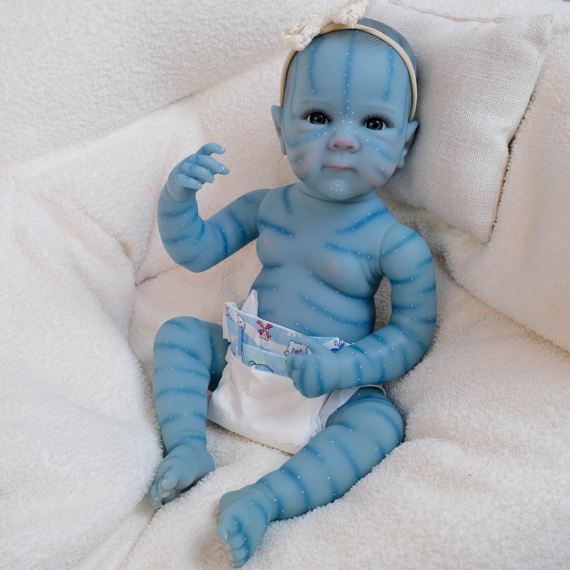 XinXinYuan Avatar 19 Inch Blue Baby Doll Bettie Can Glow in the Dark Full Silicone Realistic Reborn with Blue Eyes Newborn Anatomically Correct Babies that Look Real for Kids Ideal Gift