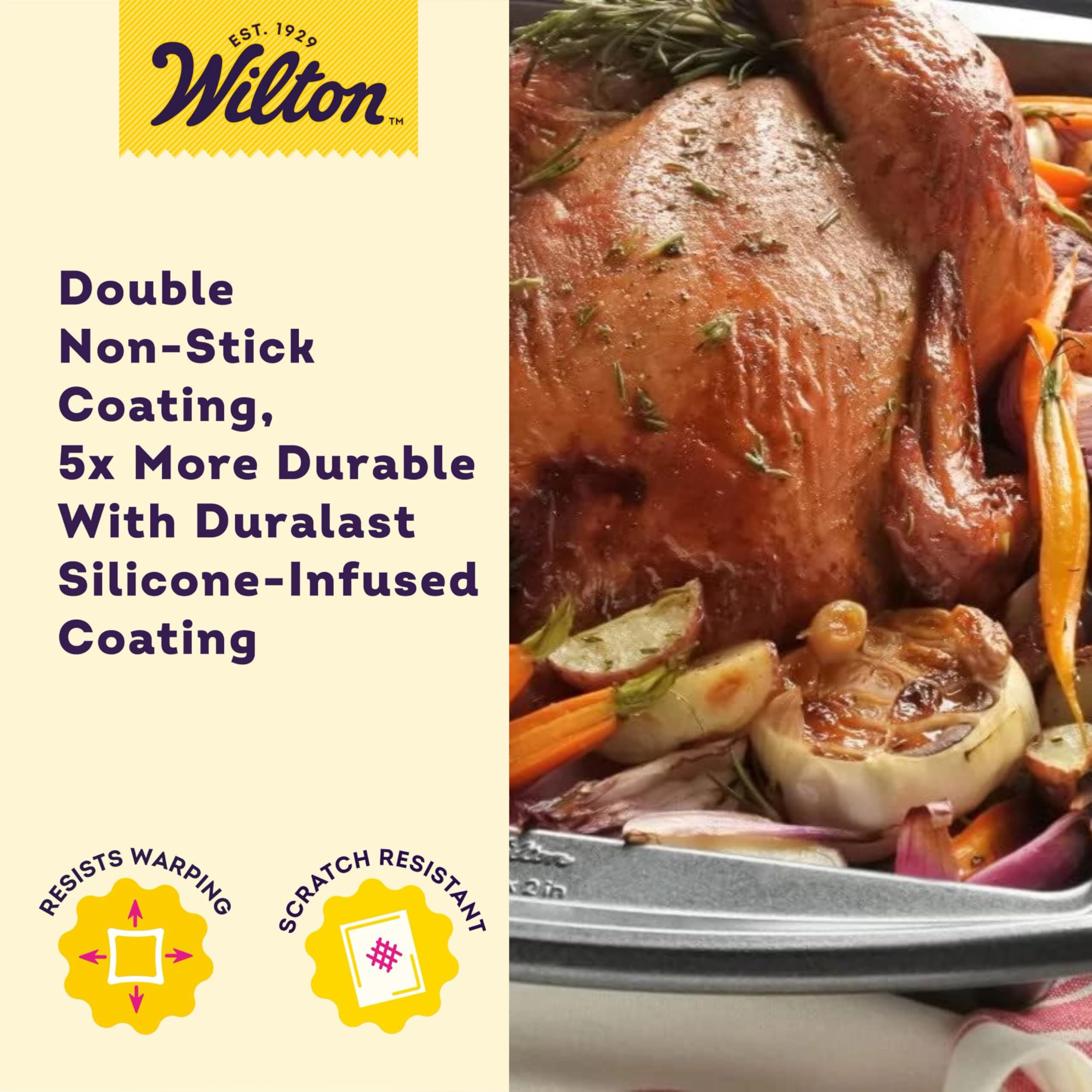 Wilton Platinum Non-Stick 13 x 9 Inch Oblong Baking or Roasting Pan, Stainless Steel Bakeware, Made without PFAS, Packaging May Vary