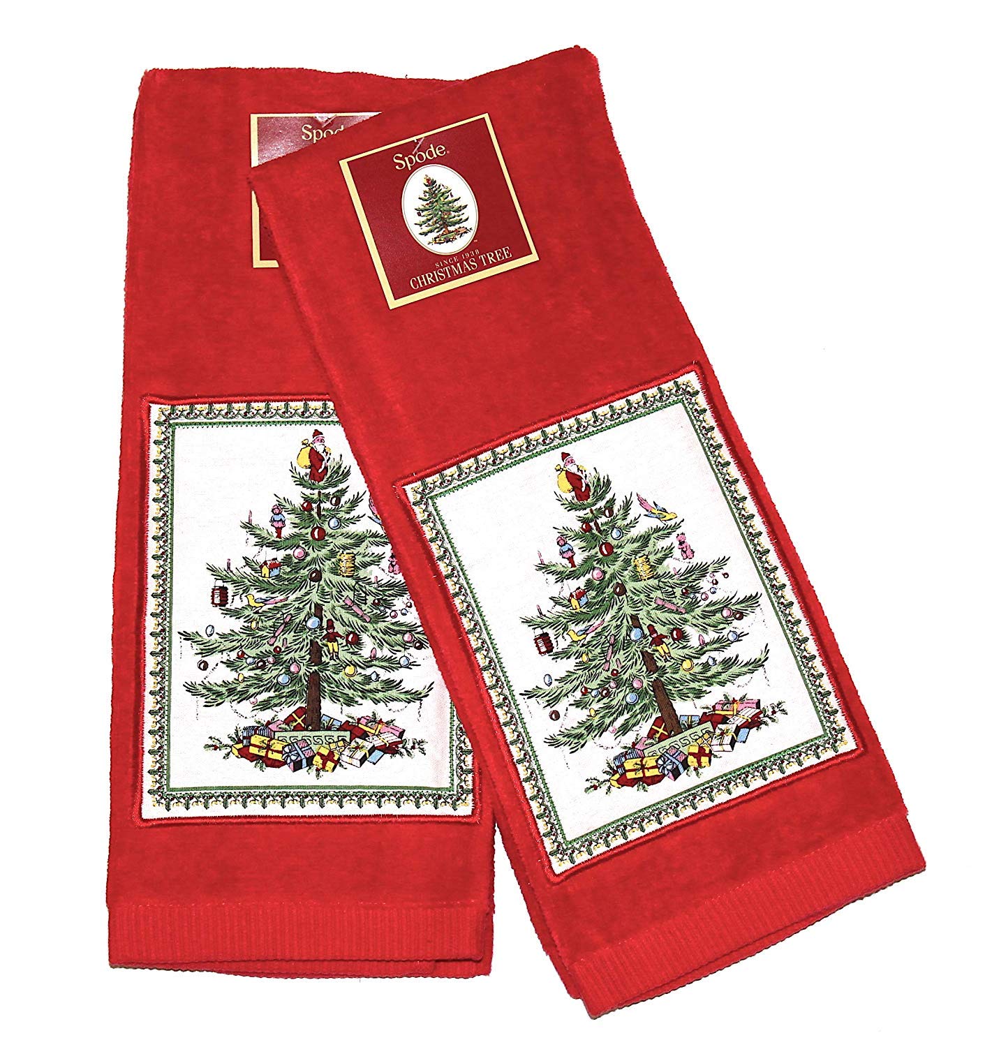 Spode Christmas Tree Kitchen Towel - Set of 2 (Red Tree)