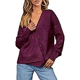Womens 2026 Fall Casual Long Sleeve Open Front Button Sweaters Loose V Neck Knit Ribbed Cardigan Outerwears