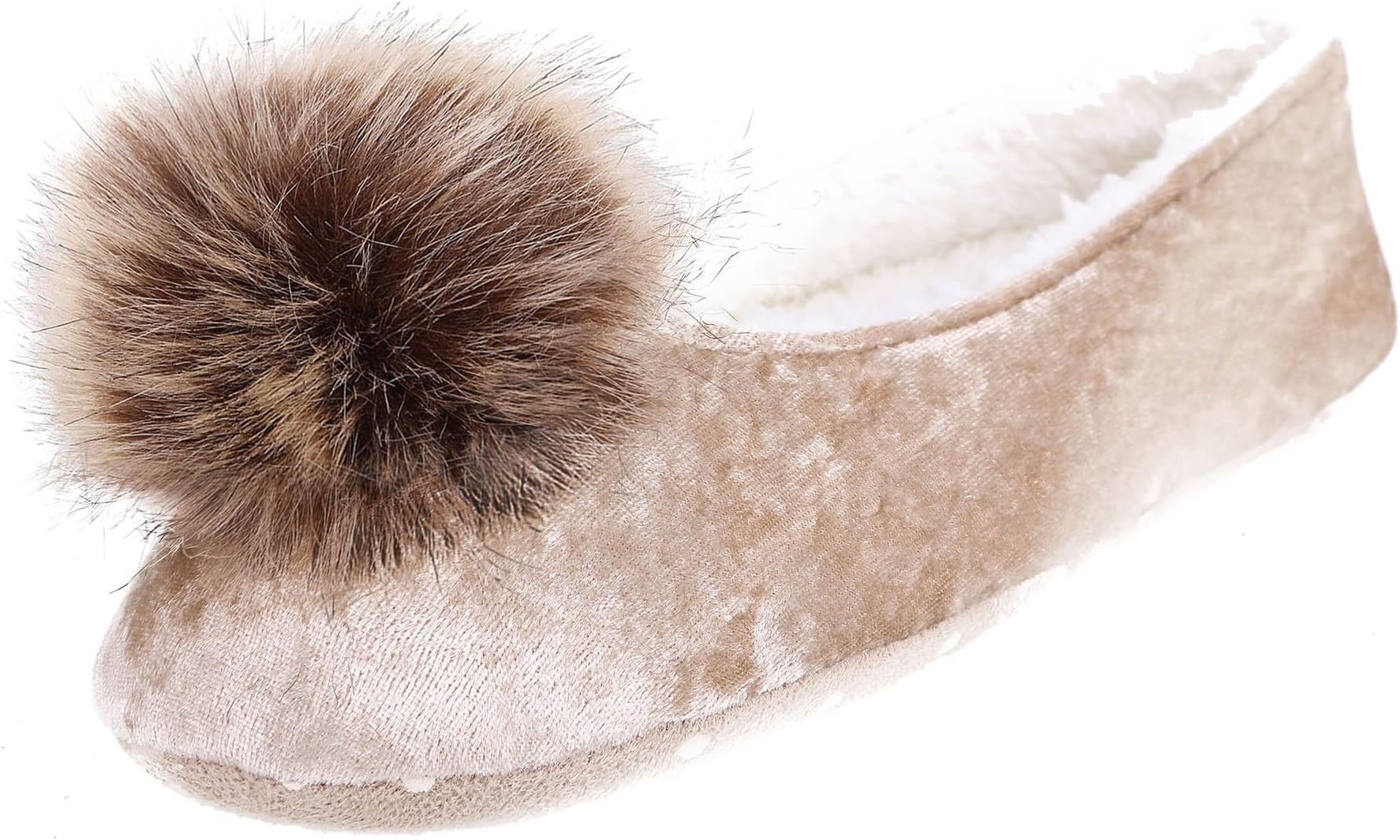 Arctic Paw Sunny Slipper - Fleece Lined with Faux Fur Pompoms