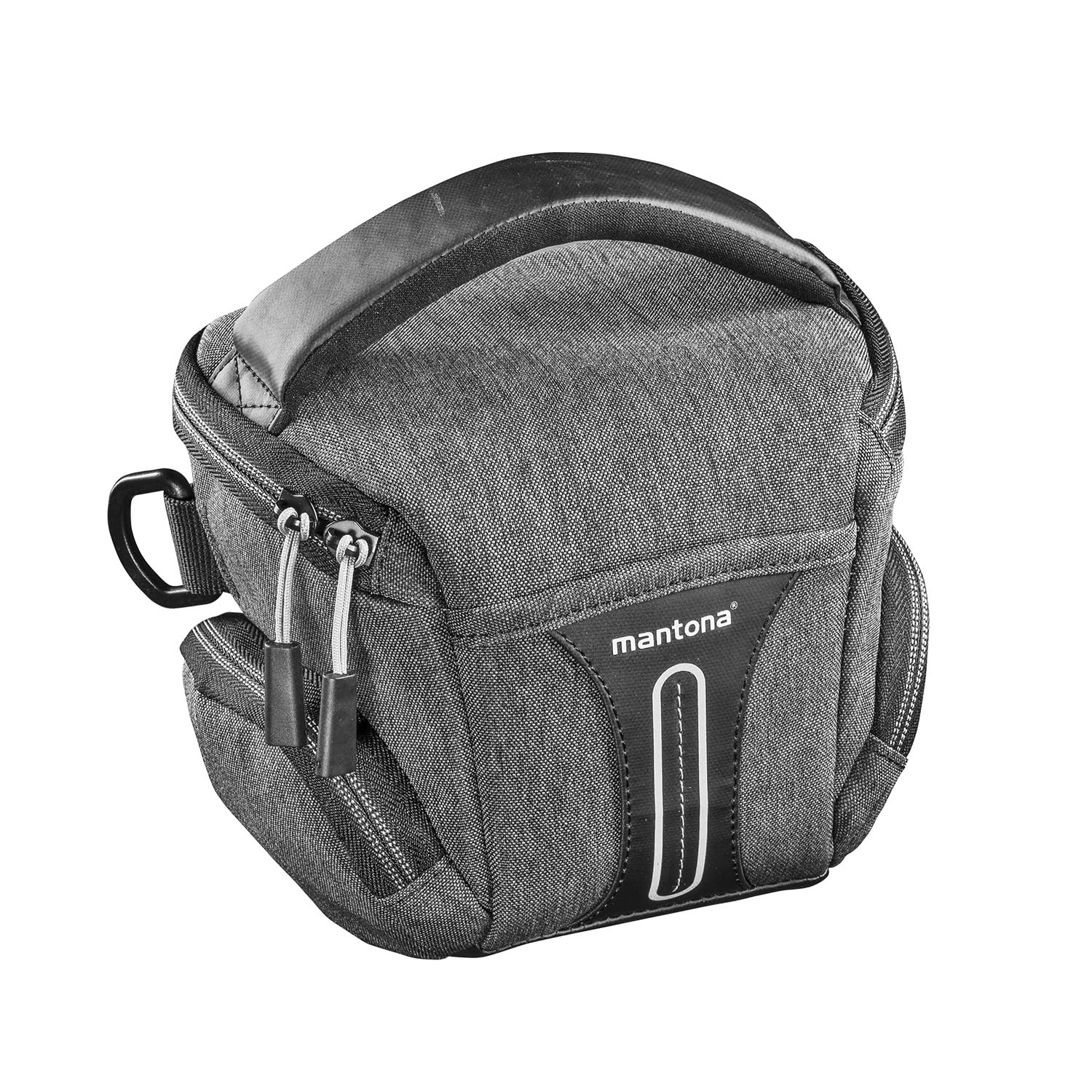 Mantona Tallinn Camera Bag Size S Anthracite with Padded Shoulder Strap Camera Bag with Dividers and Rain Cover Portable as Shoulder Bag Handbag and Belt Bag