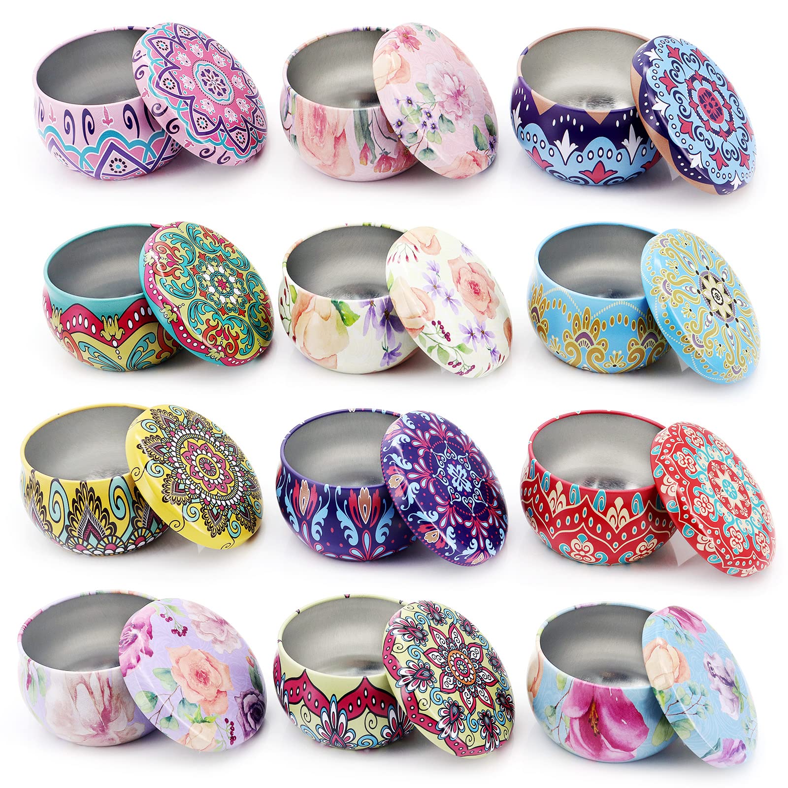 Gearific Candle Jars, Mini Candle Making Tin Jars, Empty Mixed Color Metal Container with Lids for Dry Storage Spices, Sweets, Favours, Wedding and Gifts