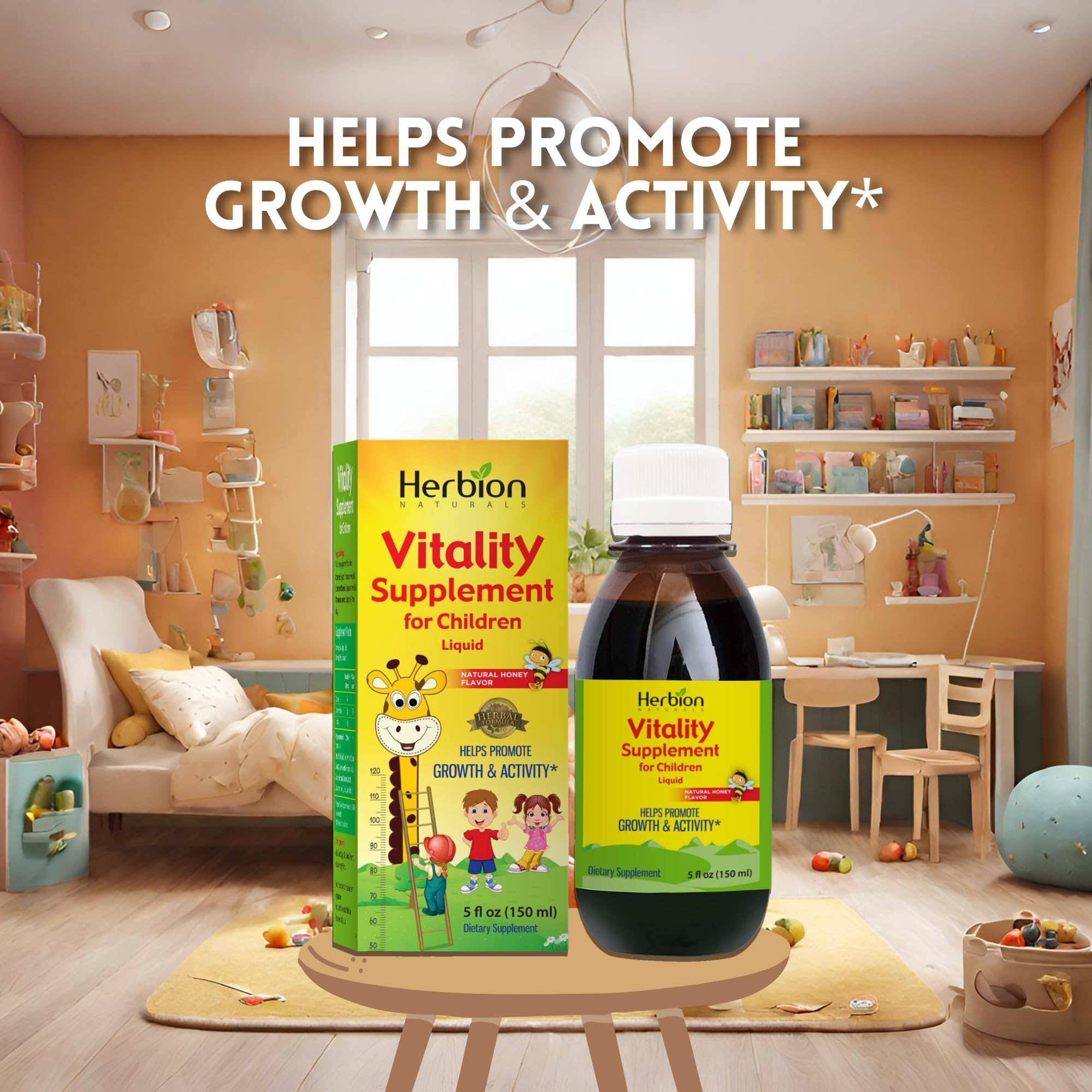 HERBION Naturals Vitality Supplement for Children, Promotes Growth and Appetite, Relieves Fatigue, Improves Mental & Physical Performance, for Kids 1 Year & Above, 5 Fl Oz (Pack of 1)
