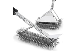 BBQ Grill Brushes, 2 Packs BBQ Brush Cleaner for Grill, Stainless Steel BBQ Cleaning Brush with Scraper, BBQ Brush Bristle Fr