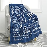 Jekeno Christian Blanket Inspirational Spiritual Religious Faith Gifts for Christians Men Women Kids Boys Friends Birthday Christmas Halloween Presents Flower Floral Decor Plush Throw 50"x60"