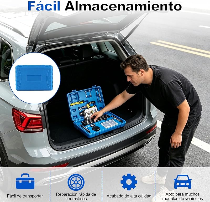 Kit de Reparación de Neumáticos de 68 Piezas, Universal