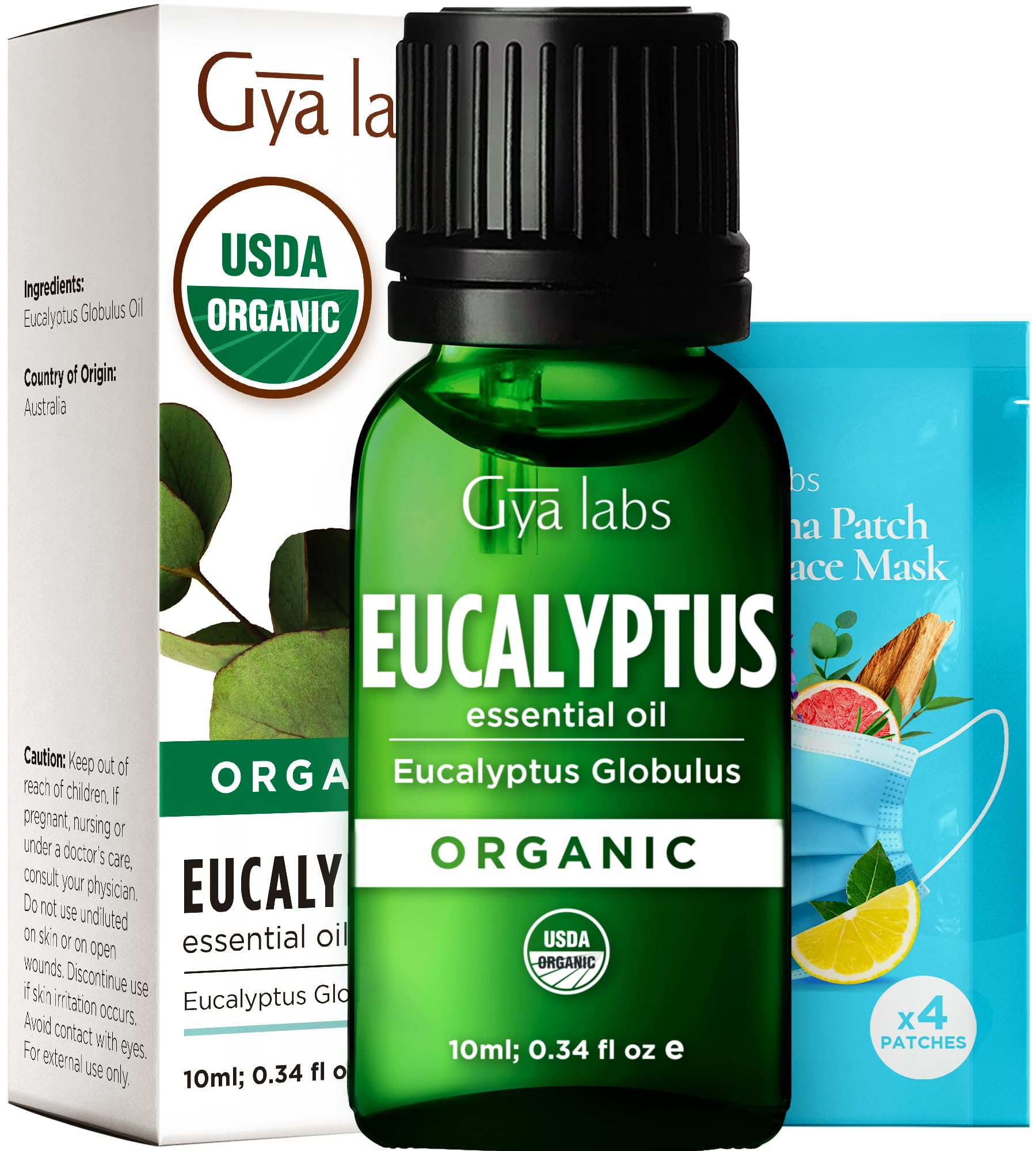 Gya Labs USDA Organic Eucalyptus Essential Oil for Diffuser & Seasonal Comfort - for Skin, Massages, Hair & Scalp Care, Aromatherapy, DIY Candle Making Scents - 10ml