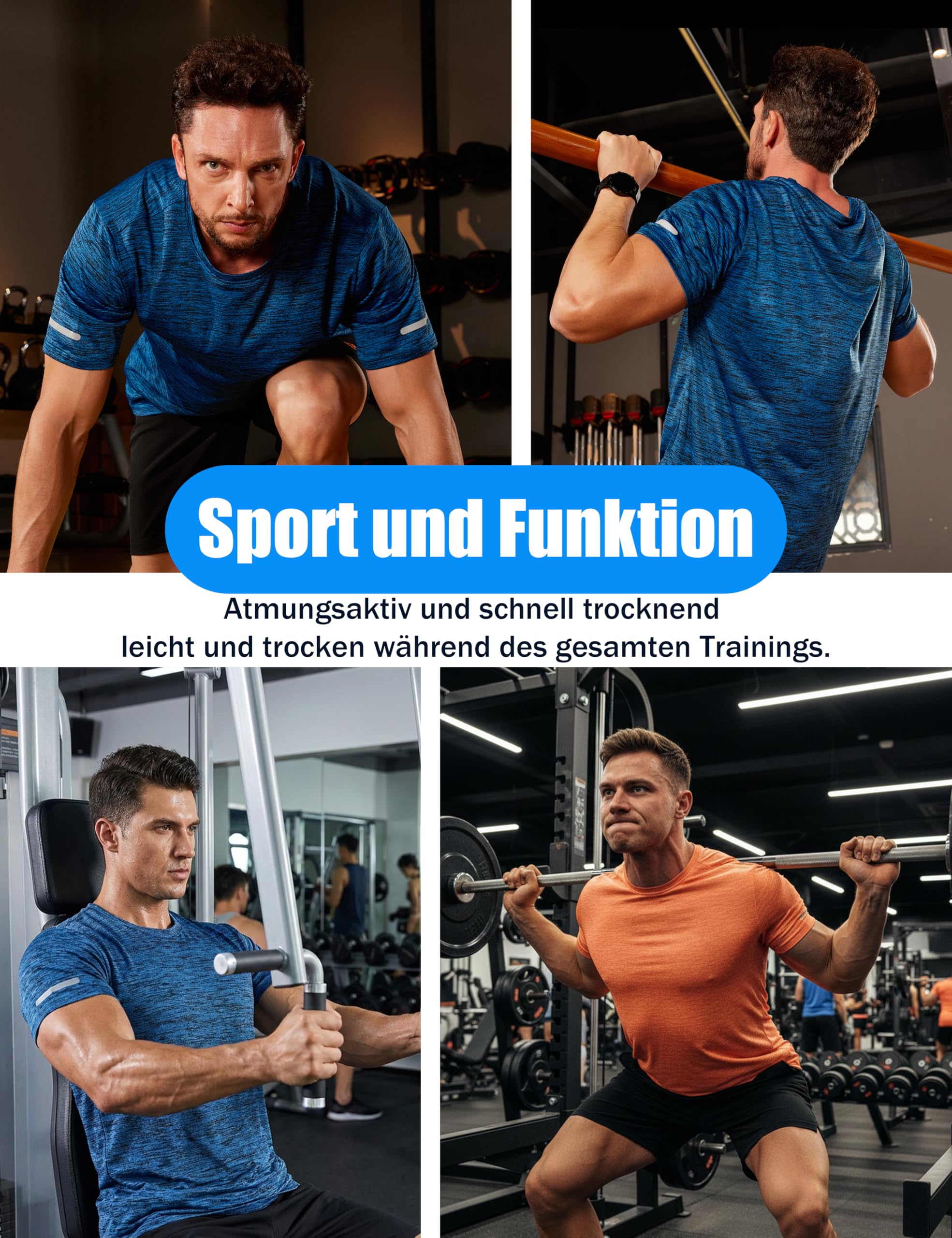 MAGCOMSEN Herren Meliert Sport T-Shirts Schnelltrocknend Funktionsshirts mit Reflektorstreifen Atmungsaktiv Wandershirt Leicht Trainingsshirt Ohne Etiketten Jadegrün XL 7