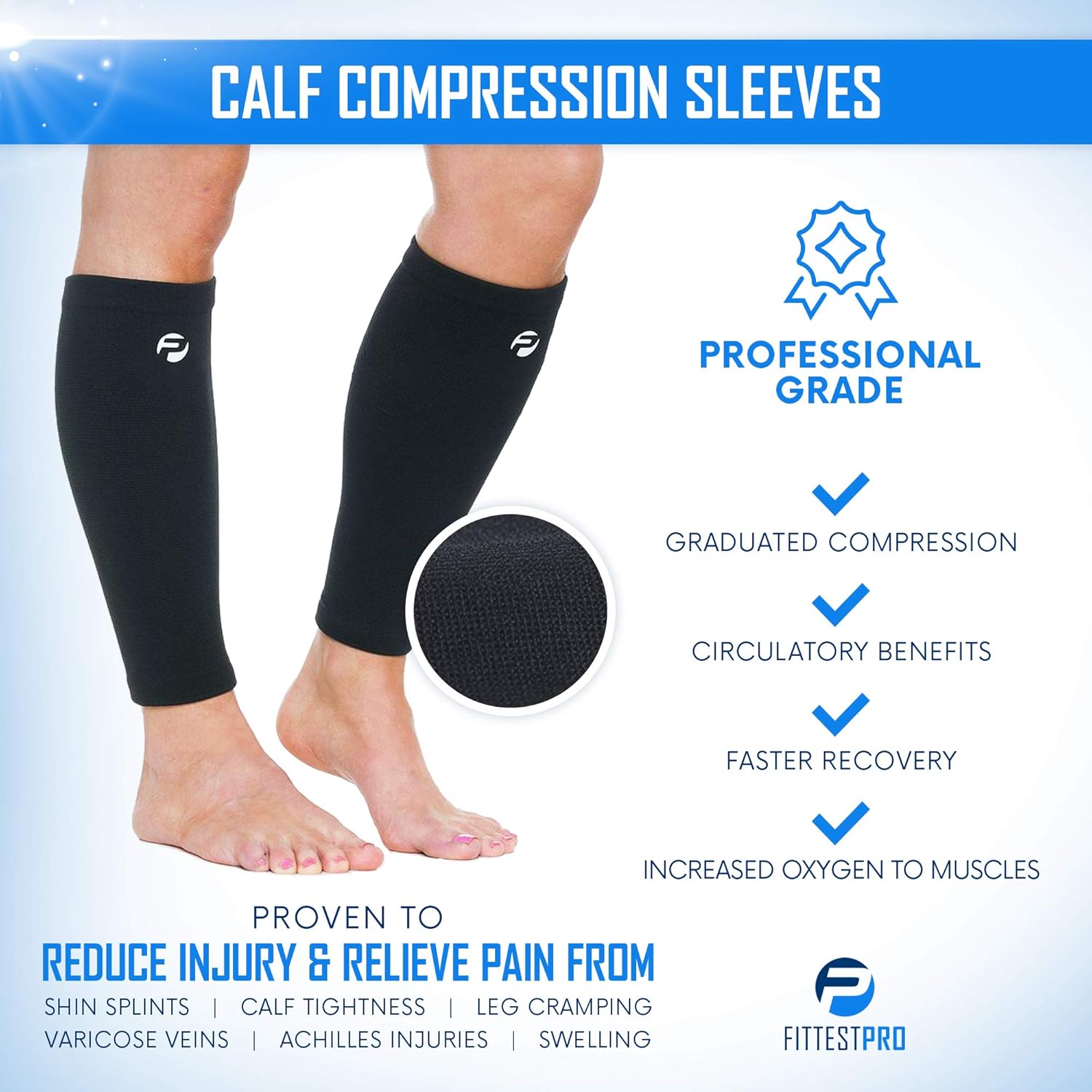 Calf Compression Sleeves and Leg Wraps (4 Piece) Shin Splint Support, Calve Guards for Men and Women - Braces Provide Healthy Circulation Pain Relief for Running, Basketball, Cycling, Maternity: Sports & Outdoors
