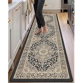 DEXI Anti Fatige Cushioned Kitchen Floor Mats Non Slip Runner 24x87, Black | Waterproof, Soft and Comfort Memory Foam Standing Padded Rugs for Front Sink Laundry Office Farmhouse
