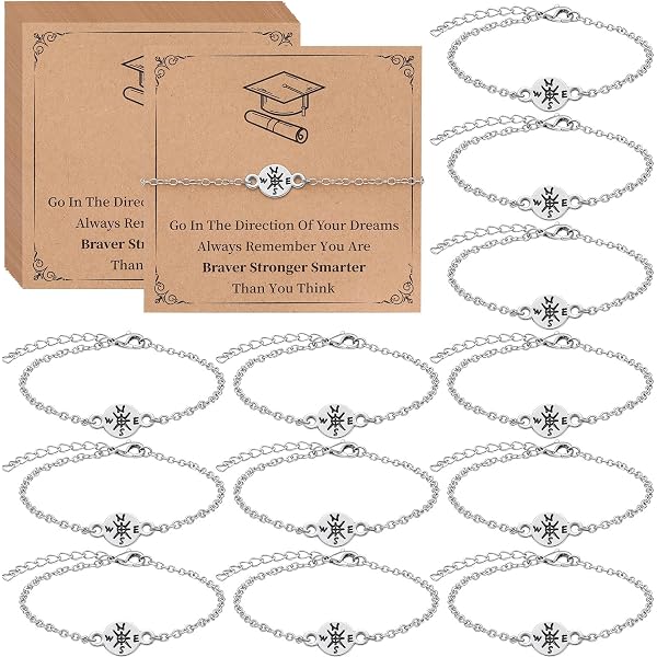 BENBIYO 16PCS 2025 Graduation Bracelet Set With Compass - Adjustable College & High School Graduation Gifts For Classmates