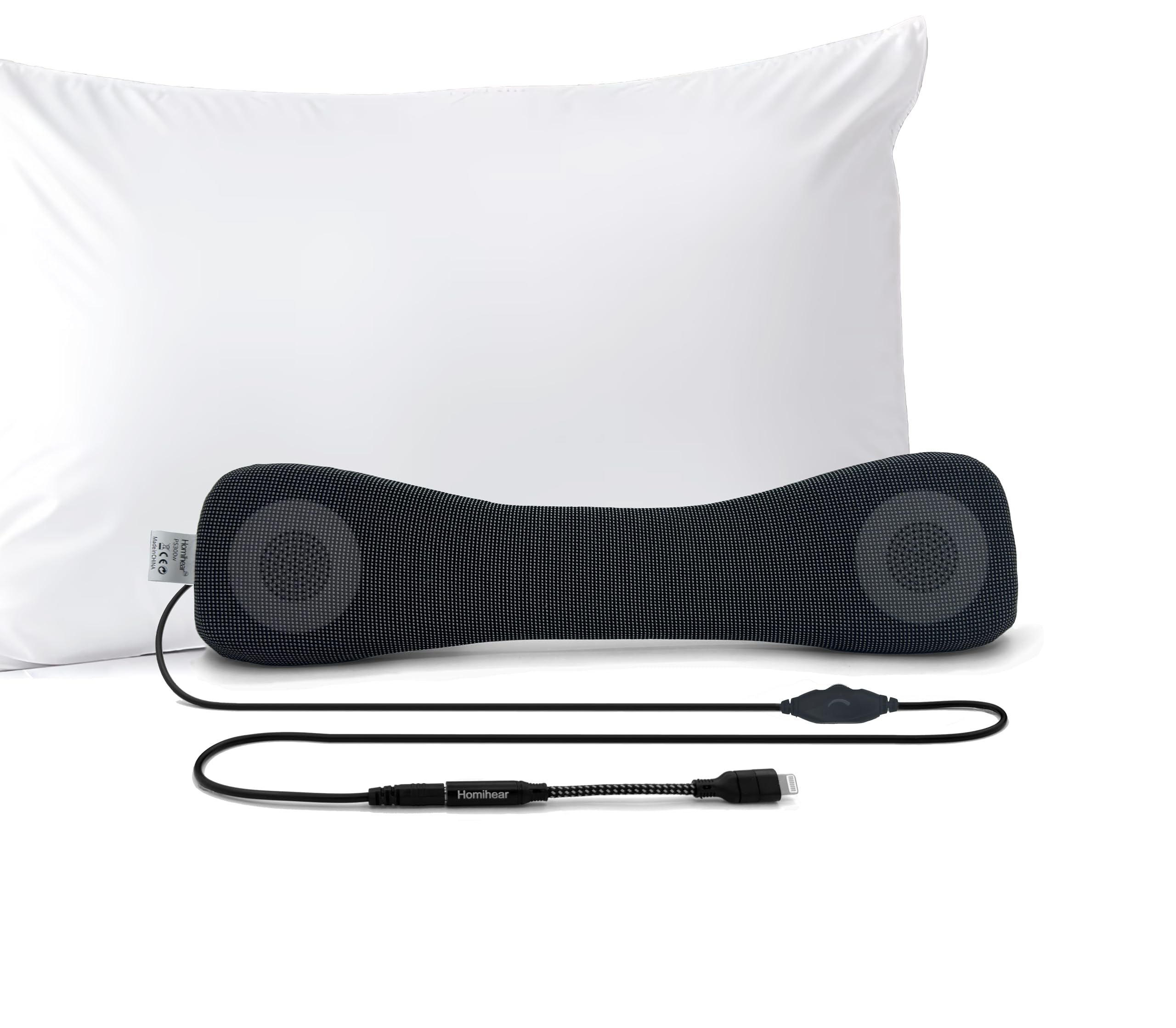 Photo 1 of Homihear Somnus - Wired Pillow Speaker for Sleeping, Lightning & Aux Support, Sleep Headphones, Volume Control, Audio Books and Podcasts, Slumber Music Pillow, for iPhone 14-6 Series.