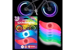 Brightz SpokeBrightz LED Bike Wheel Lights, 2-Pack - Color Changing & Color Select Modes - Light Up Your Spokes - Morph Through Rainbow Colors or Set to Red, Pink, Purple, Blue, Green, Teal, or White