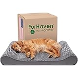 Furhaven Orthopedic, Cooling Gel, and Memory Foam Pet Beds for Small, Medium, and Large Dogs - Ergonomic Contour Luxe Lounger