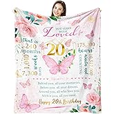TOBUNKIEN Gifts for 20 Year Old Female, 20 Years Old Girl Birthday Gifts for Her, Best Gift for 20 Year Old Girl, Happy 20th Birthday Presents for Women Blankets 60 X 50 Inch