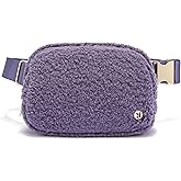 FODOKO Sherpa Belt Bag, Fleece Crossbody Bag Fanny Pack for Women Fashionable Everywhere Waist Bum Bag Pack with Hardware Buckle (Purple)