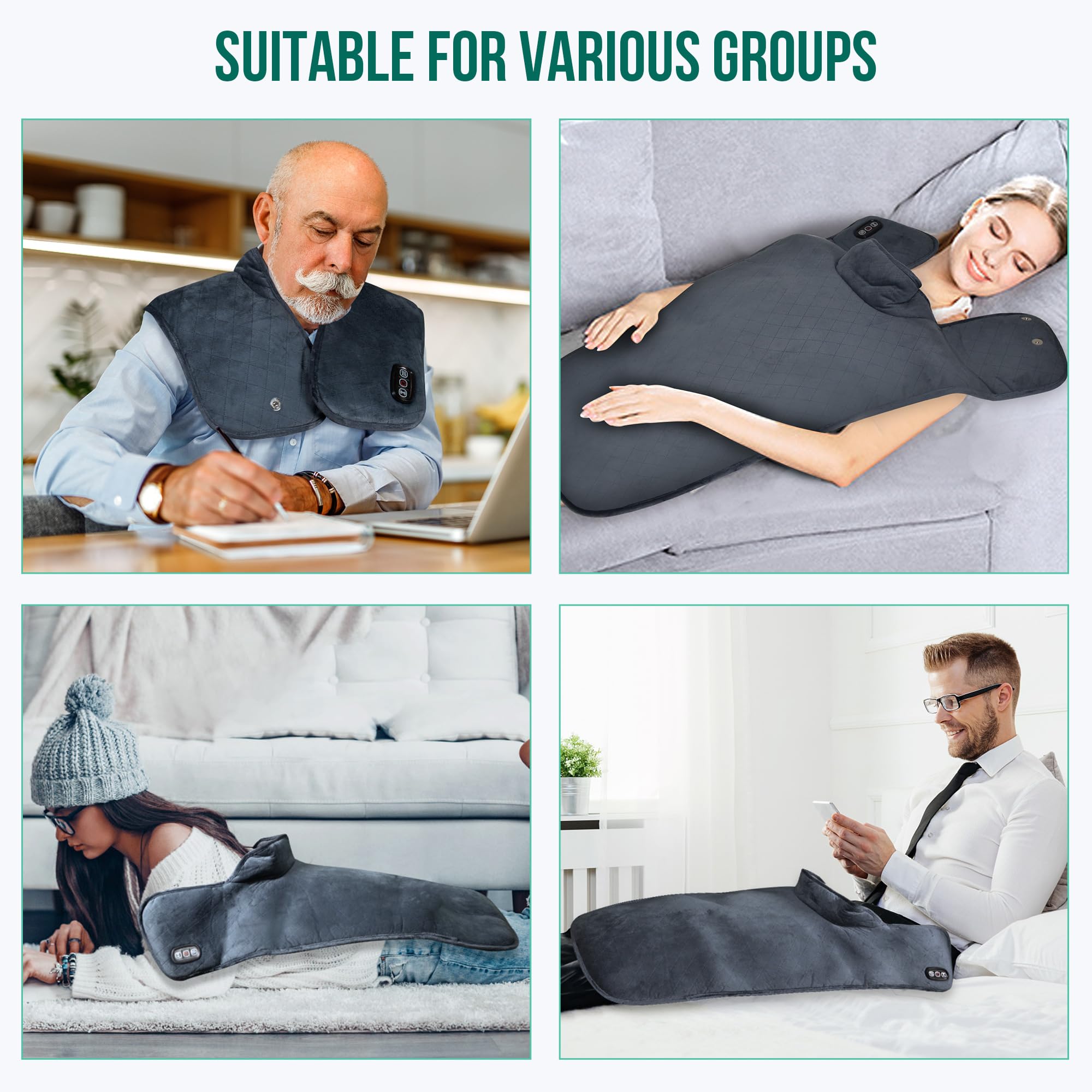 Heating Pad for Neck and Shoulders,Weighted Wearable Wrap Around