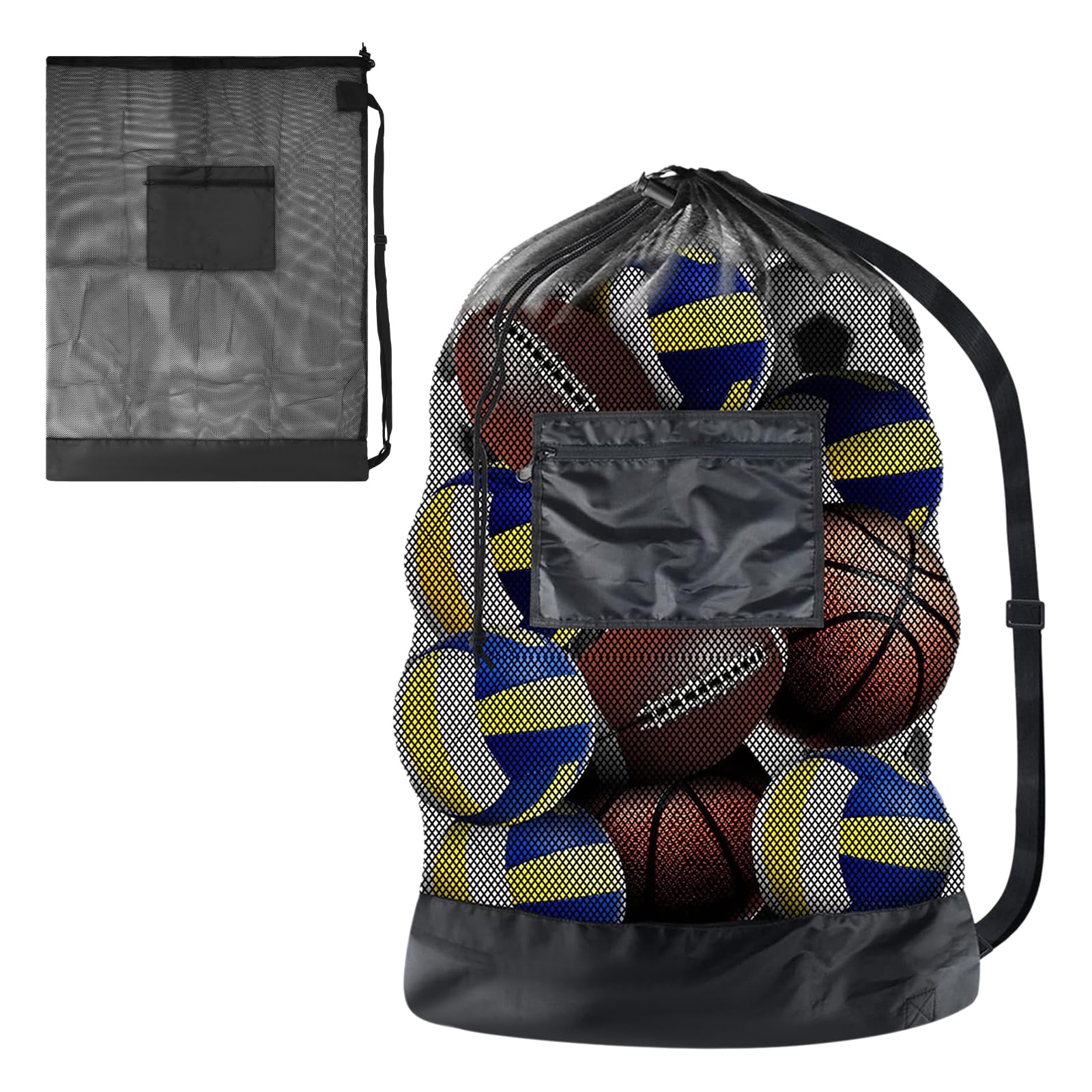 Suchoow Football Ball Bag - Holds 10-15 Balls, Waterproof with Drawstring Closure - for Storage and Transport of Sports Equipment