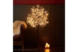 Hairui Lighted Gypsophila Tree 4FT 90 LED Artificial Baby Breath Flowers with Lights for Wedding Party Winter Christmas Holiday Decoration