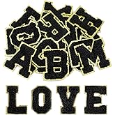 Morcheiong 26Pcs Self Adhesive Chenille Letter Patches A-Z, Chenille Letters for Clothing, Fabric, Shoes, Bags (Black)