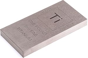 Titanium Bar - 1lb Laser Engraved .999 Pure Bullion Bar Chemistry Element Design by Unique Metals, 1P-TILASER
