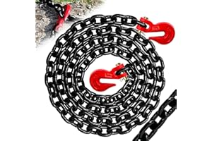 SENKEYFE G80 Binder Chain 3/8" x 16ft - Heavy-Duty Transport Safety Chain with Clevis Grab Hooks, 7100 lbs Safe Working Load for Towing, Tie Down, Binding & Truck Logistics