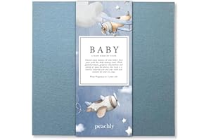 Peachly Baby Boy Memory Book - Baby Book for Boy - Baby First Year Keepsake Journal - Simple Scrapbook for Milestones - Finn (Blue)