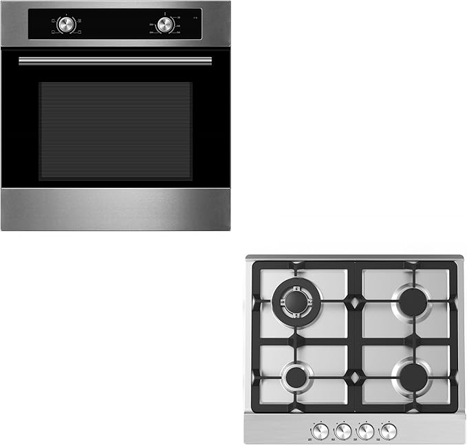 Oven & Hob Bundle Cookology 60cm Builtin Electric Static Oven & Gas