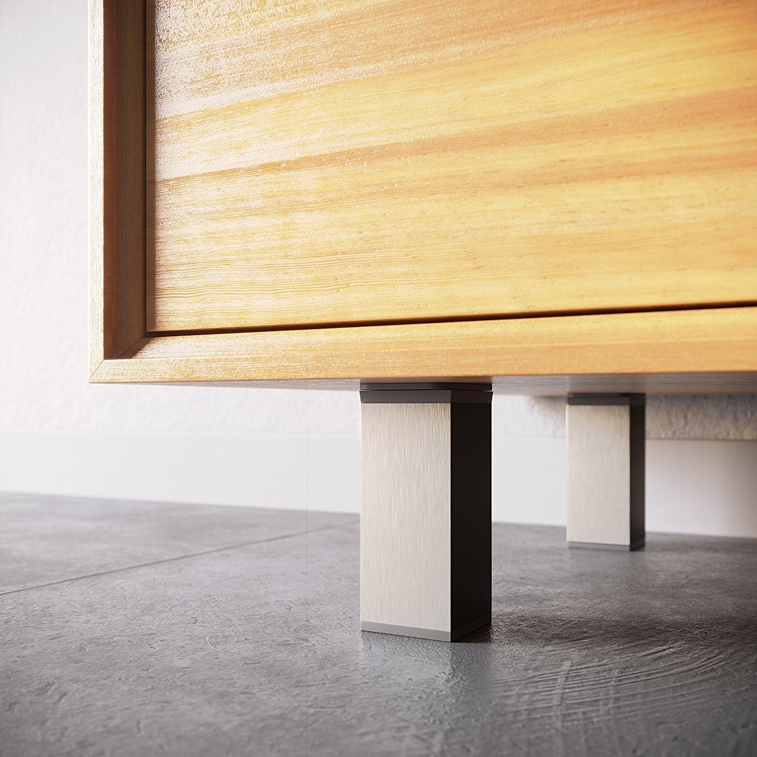 sossai® MFV1 designer furniture feet, height adjustable, set of 4, square profile: 40 x 40 mm, colour: stainless steel - Image 5