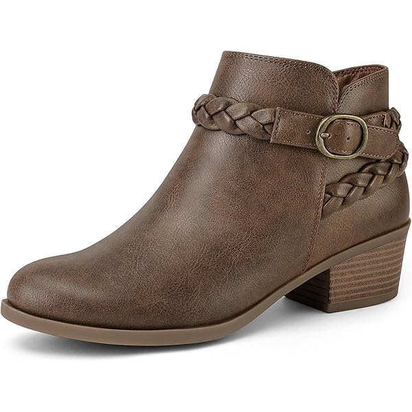 Amazon.com | mysoft Women's Ankle Boots Low Chunky Stacked
