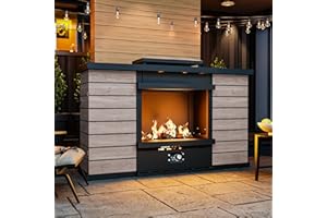 Gardenbee 63" Outdoor Propane Fireplace with Built-in Tank Design, 50,000 BTU Outdoor Gas Fire Pit with CSA Certified, Dust Cover, Smokeless Ceramic Wood, Adjustable Flame for Patio, Garden, Deck