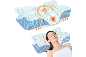 Anvo Cervical Neck Pillow for Neck and Shoulder Pain - Memory Foam Neck Pillows for Pain Relief Sleeping, Side Sleeper Pillow, Contour Orthopedic Firm Pillow for Back Stomach Sleeper - Blue