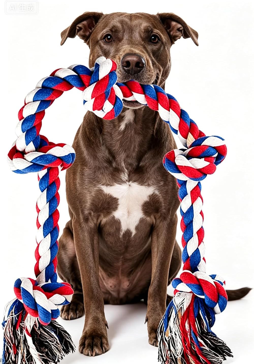 Speedy Panther Indestructible Dog Rope Toy 90cm 5 Knots Large Aggressive Chewers