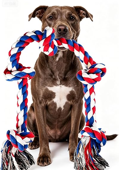 Speedy Panther Indestructible Dog Rope Toy 90cm 5 Knots Large Aggressive Chewers