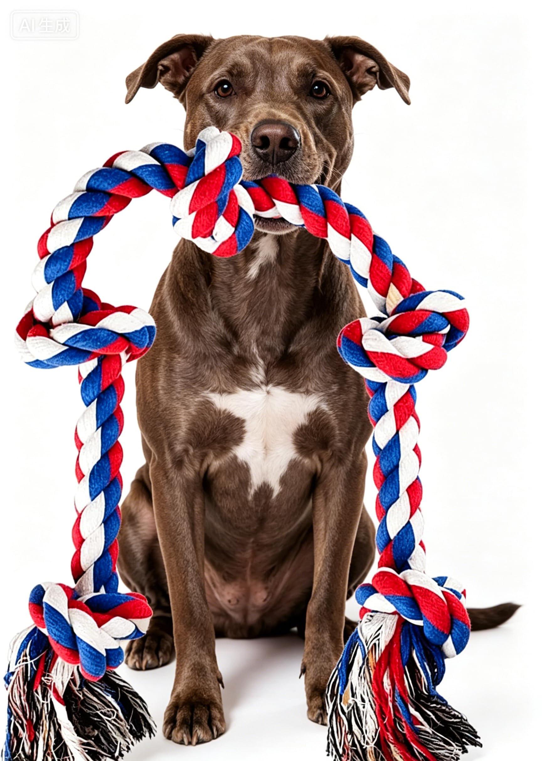 Speedy Panther Indestructible Dog Rope Toys for Large Aggressive Chewers, Tough Dog Chew Toy, 90cm 5 Knots Tug of War Toys for Teeth Cleaning